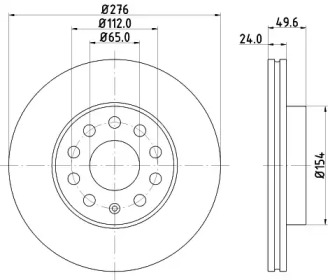 HELLA PAGID 8dd355122721 -  Диск тормозной вентилируемый